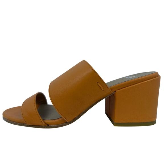 Eileen Fisher Rome Mule Sandal Womens 8 Orange Leather Straps Slip On Block Heel main image 2